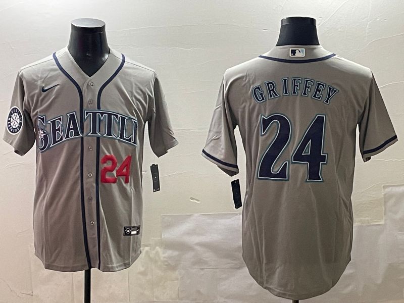 Men Seattle Mariners 24 Griffey Grey Game 2025 Nike MLB Jersey style 4